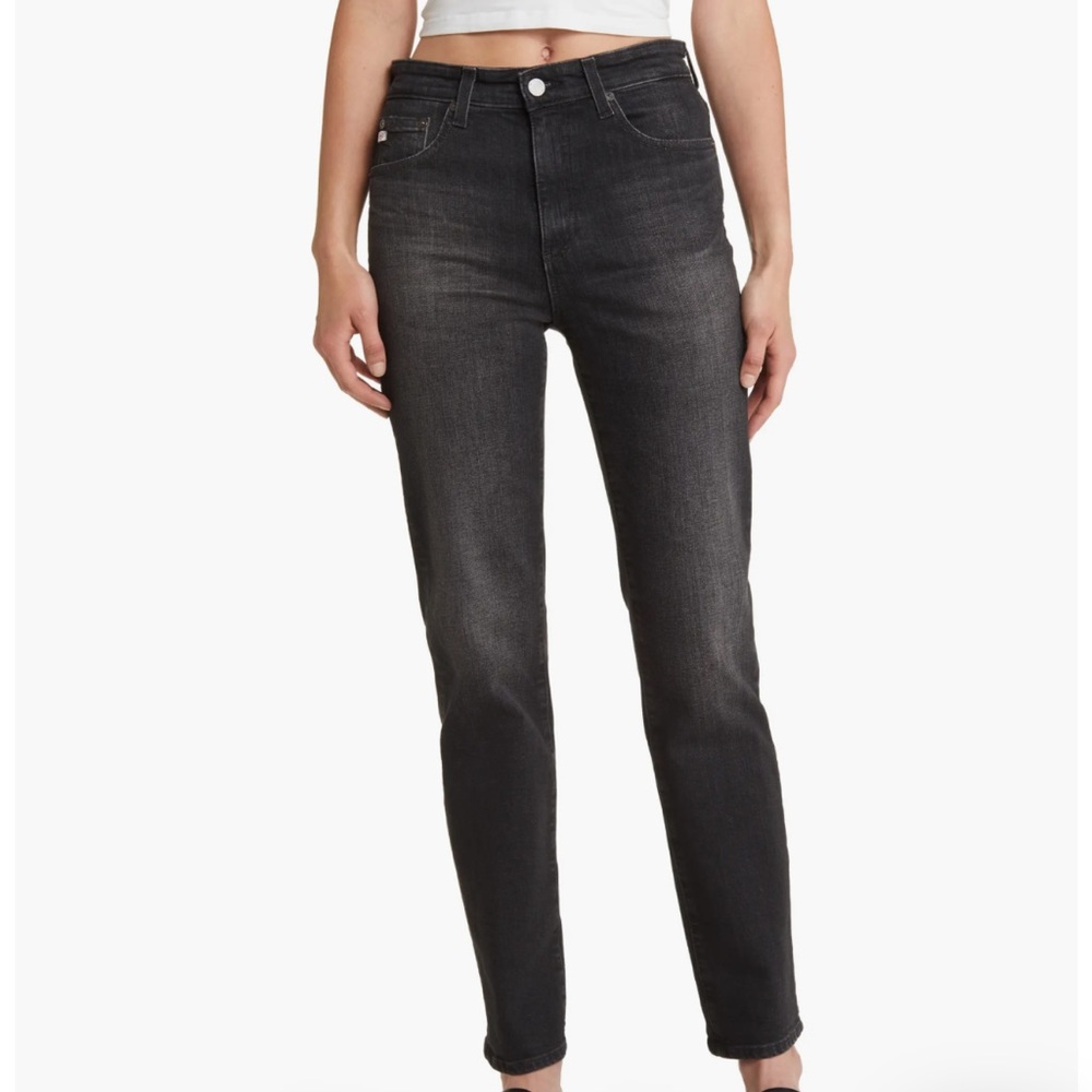 AG Saige High-Rise Ankle Straight Jeans Black Wash 6 Years Catalyst 31